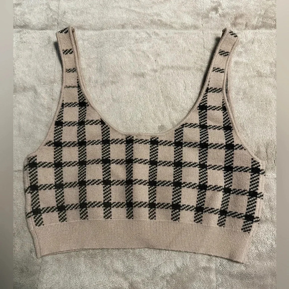 Le Lis Collection Cropped Tank Size Small Sleeveless‎. faux Buttons Plaid Y2K - Picture 2 of 6